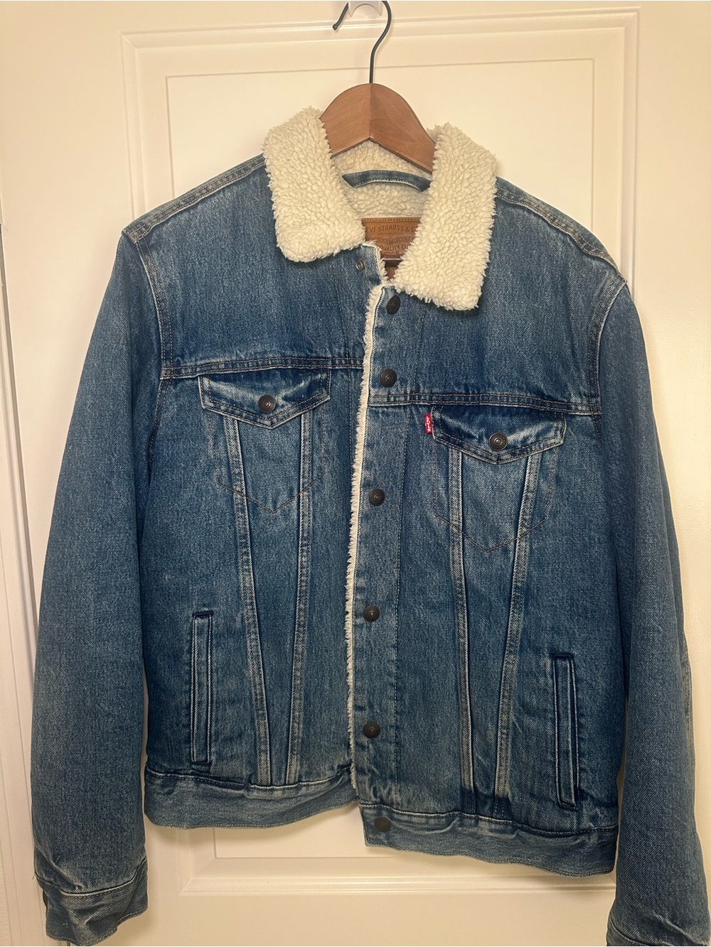 Like New Levi's Blue Denim Jacket with Sherpa Lining